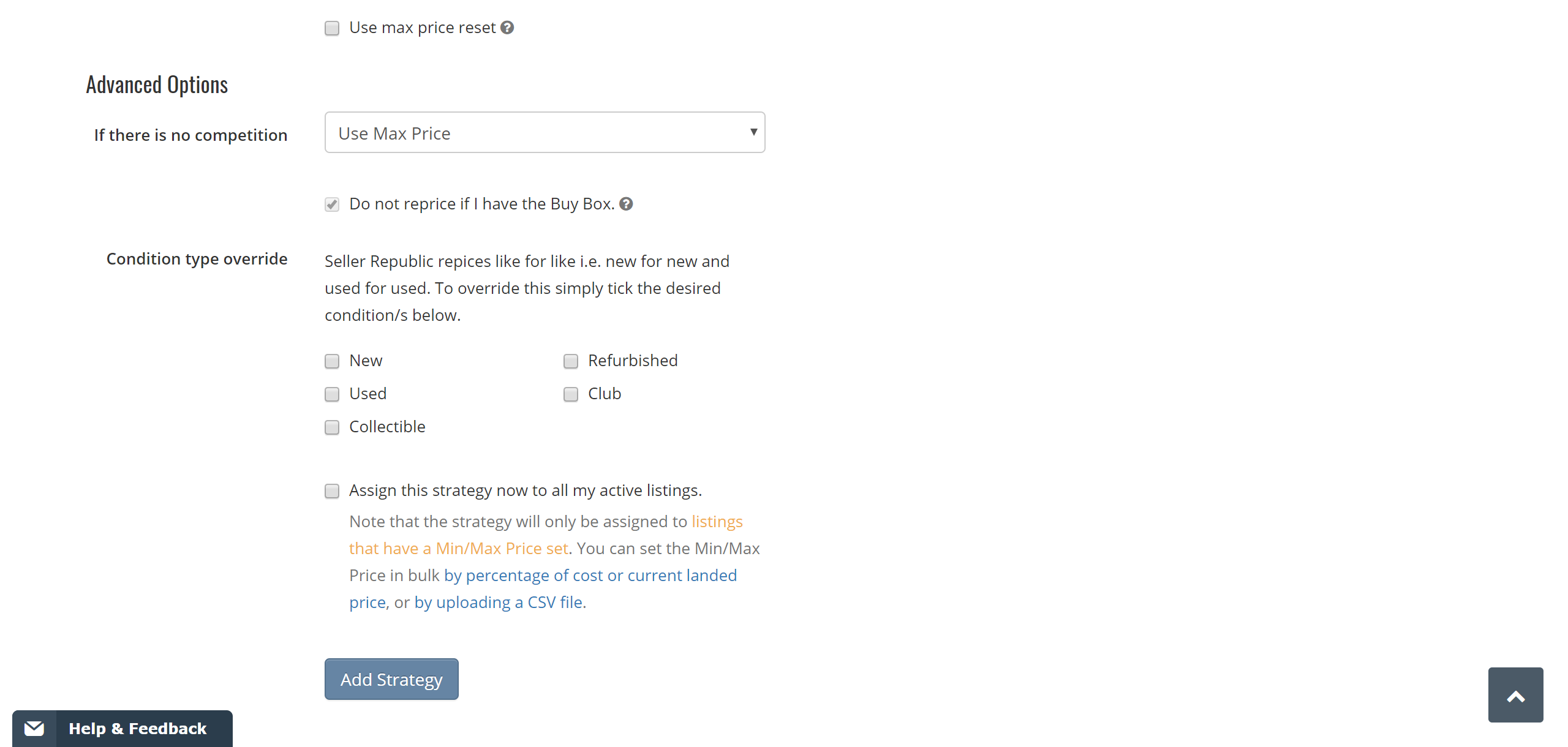 Amazon Condition Type Repricing